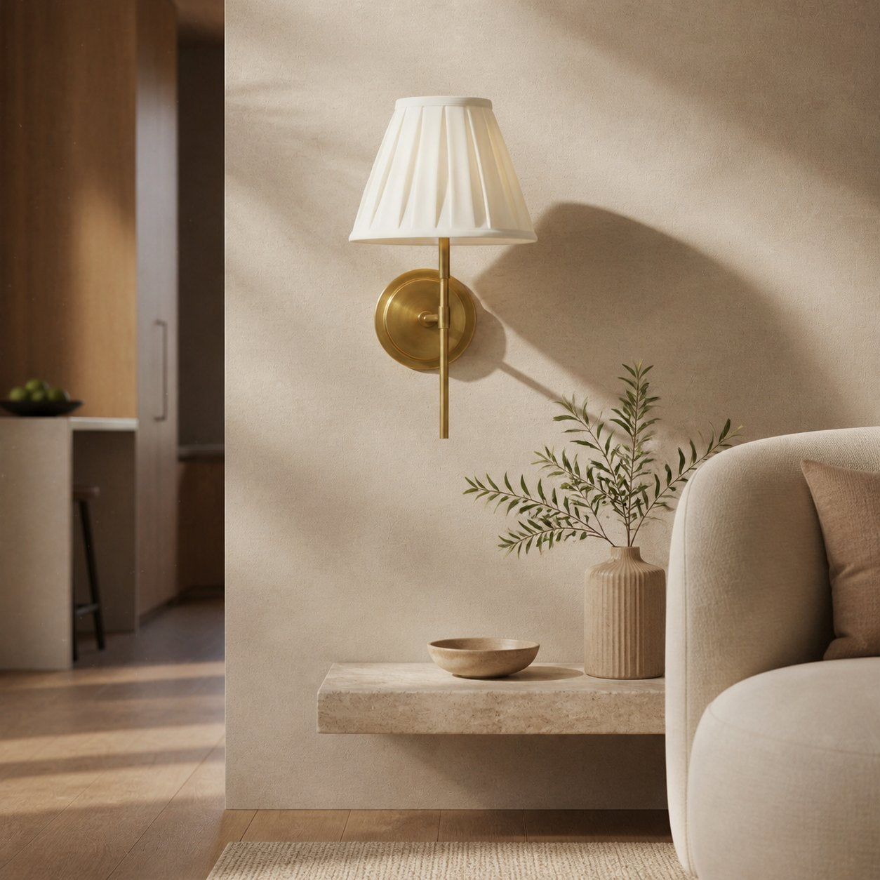 Cremaris Metal Wall Light with Fabric Shade - Timeless Sconce for Interior Lighting