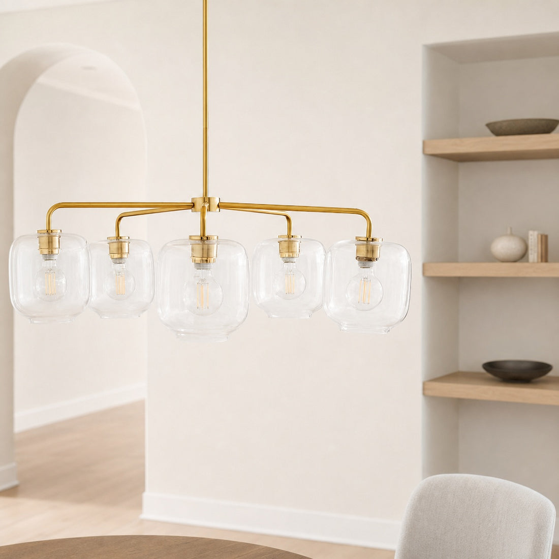 Lumivelle 5-Light Pebble Chandelier - Modern Glass Pendant Lighting