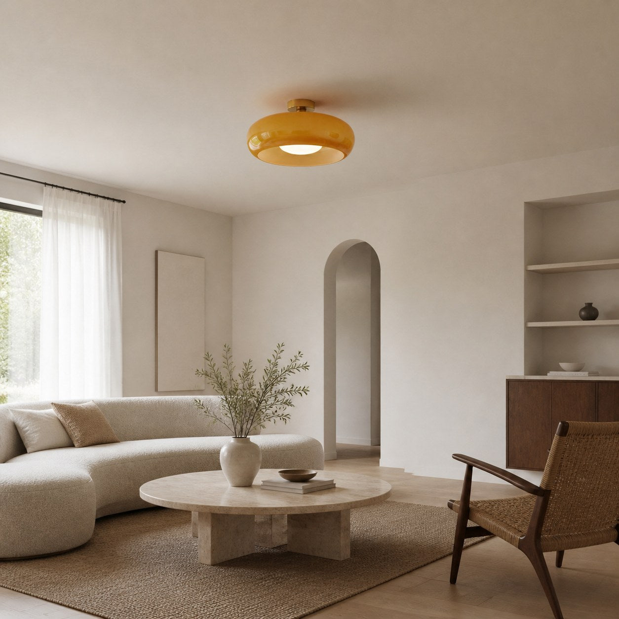 Bauvia Modern Round Glass Ceiling Lamp Clean Bauhaus Look Comfortable Ambient Lighting N63