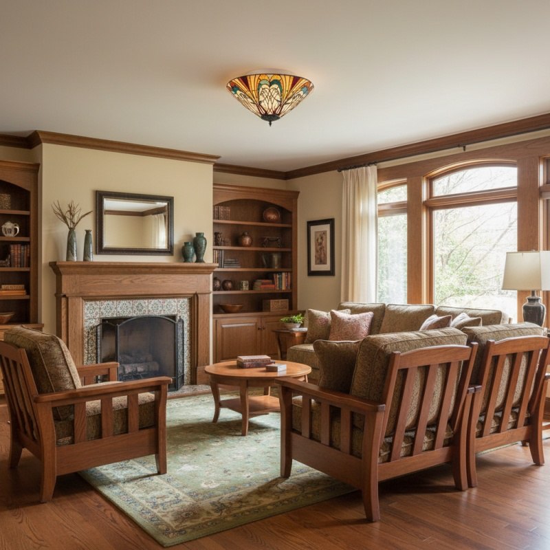 TF Hector Ceiling Light – Handcrafted Stained Glass Design Semi‑Flush or Pendant Fixture for Home