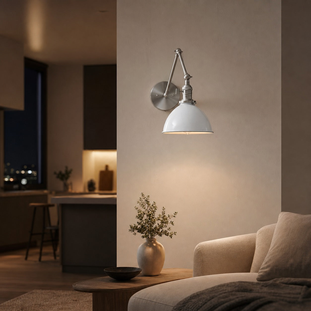 Conique Metal Vintage Industrial Swing Arm Wall Lamp - Adjustable Dome Shade for Study