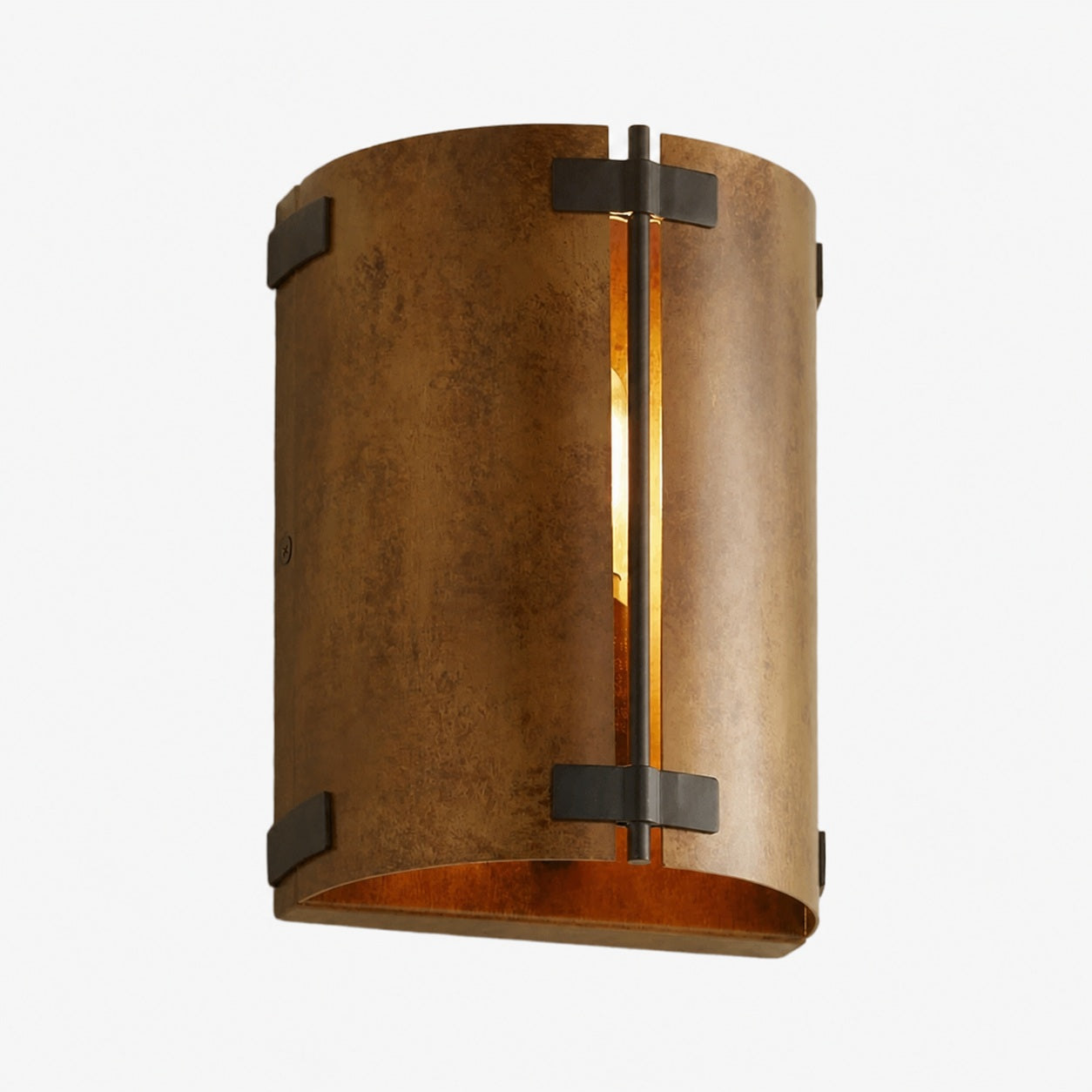 Rustivon Rustic Wall Sconce - Curved Metal Shade in Vintage Style for Bedroom