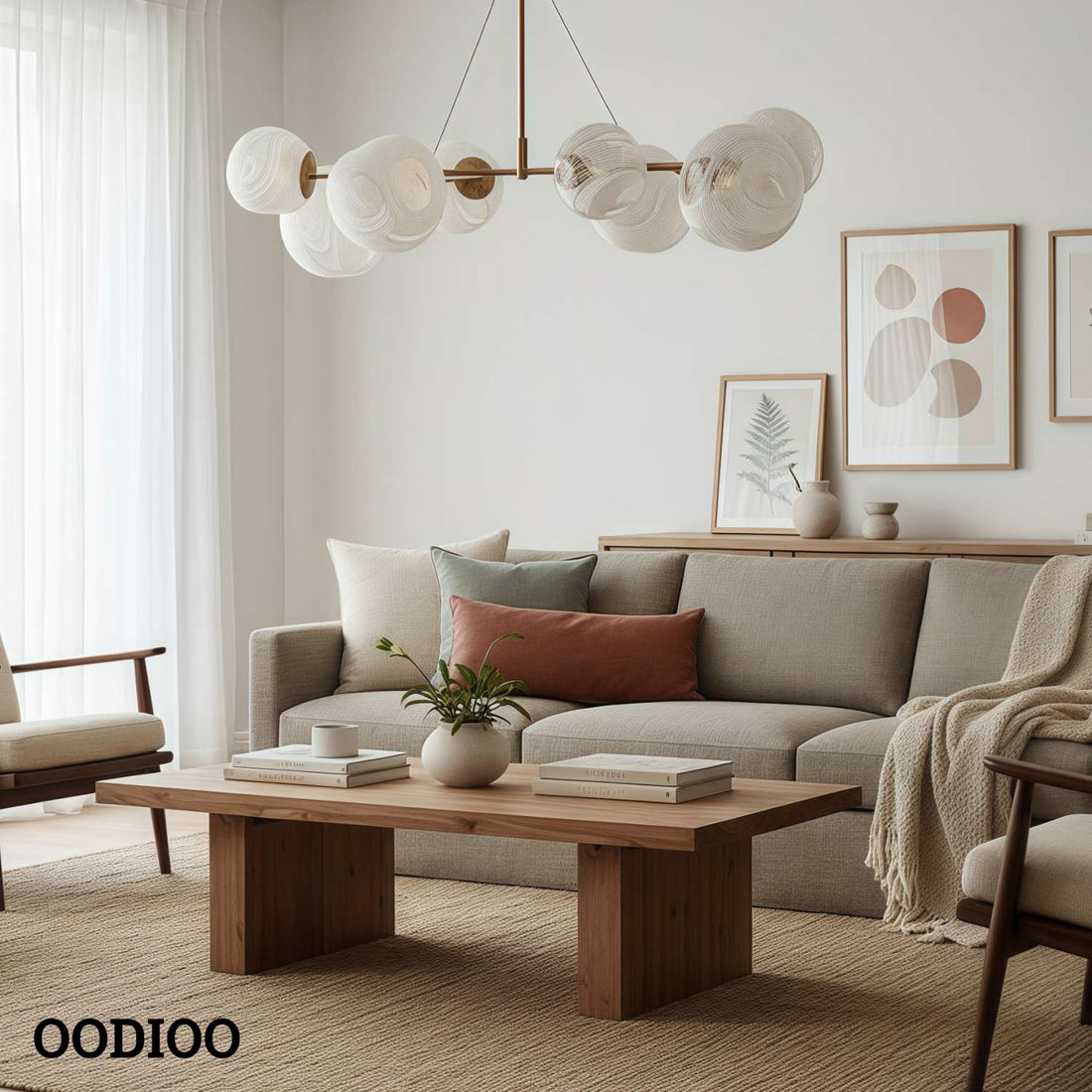 Pawrior Elegant Artistic Glass Spherical Metal Chandelier Perfect for Modern Interiors