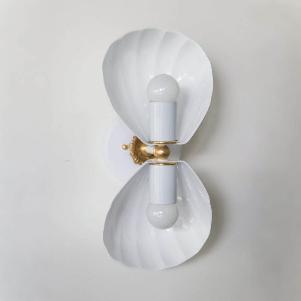 Coastal Shell Wall Light - Double Sconce with Steel and Brass Finish