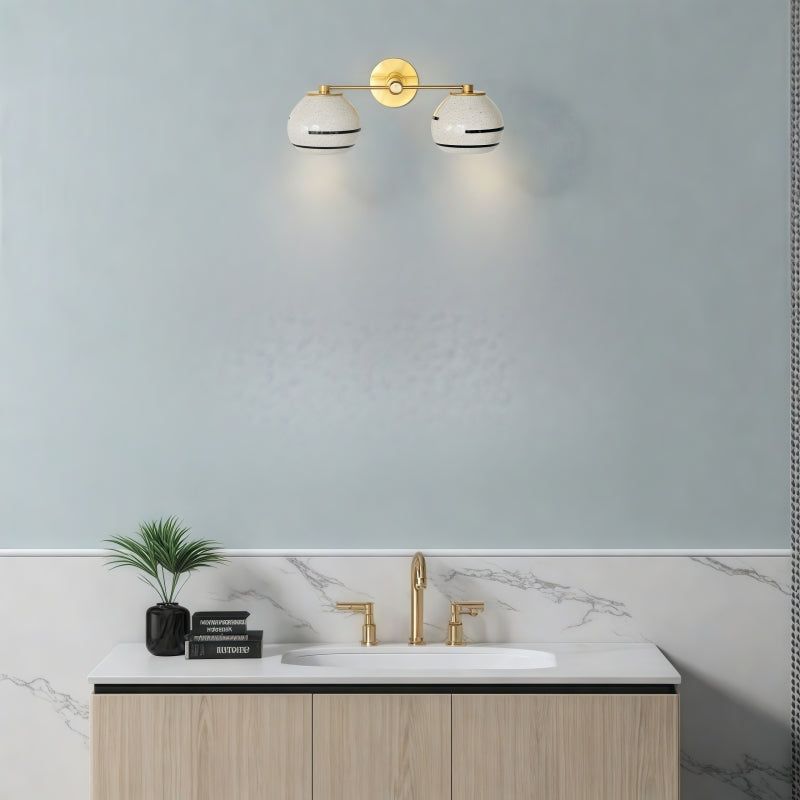 Two Light Delta Wall Sconce - Double Head Vanity Ceramic Wall Lamp