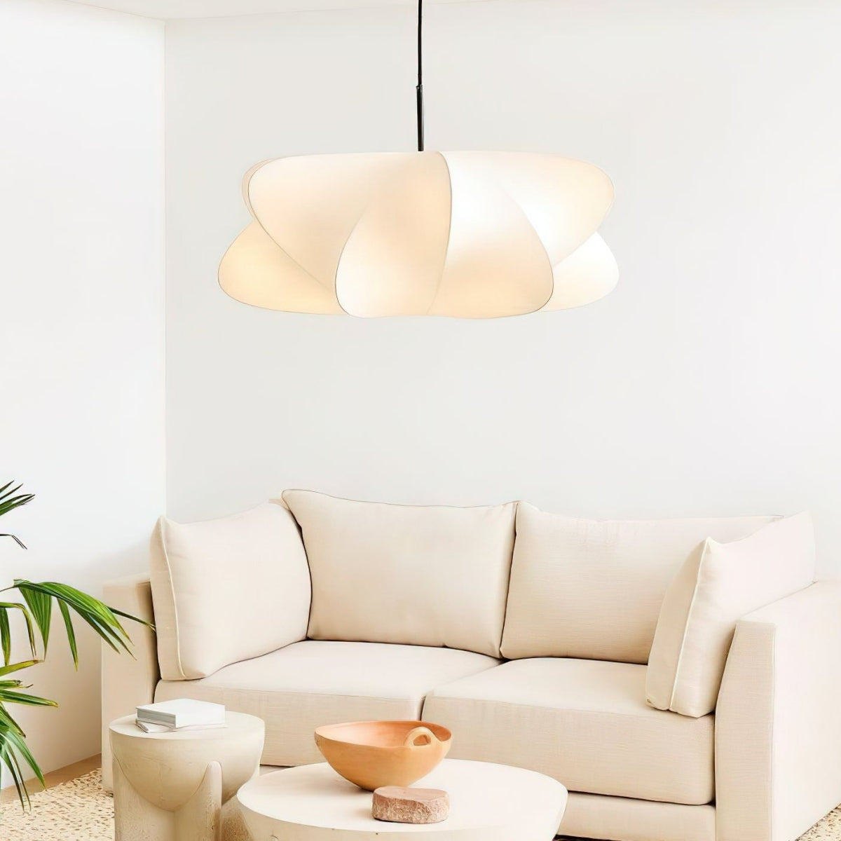 Modern Cirrus Cocoon Pendant Light – Silk Cloud Lamp in Wabi Sabi Style