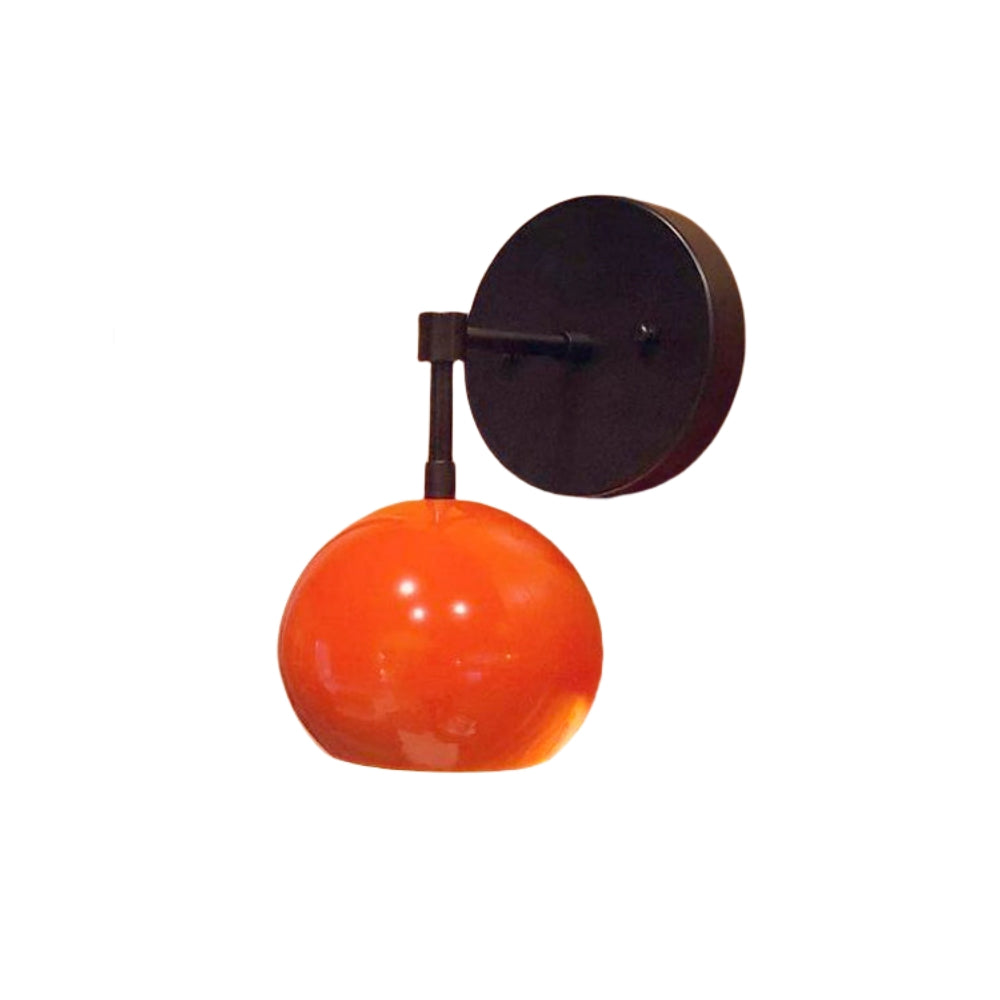 Mid Century Flame Orange Globe Wall Sconce - Modern Brass Or Chrome Light