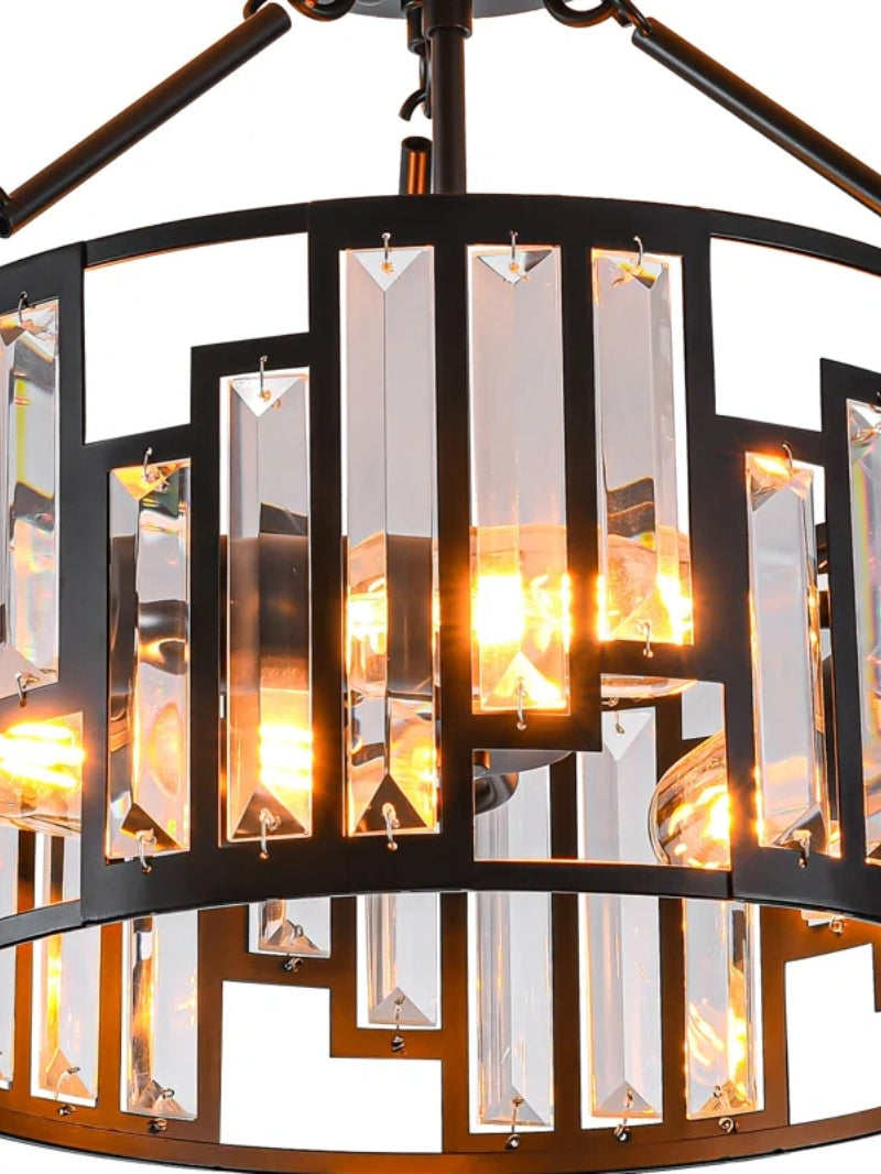Retro Industrial Style 3-Light Pendant Lamp - Iron Birdcage Drum Light