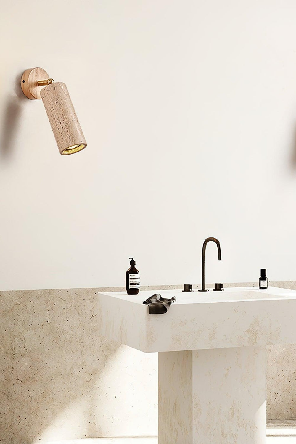 Mireille Modern Cylindrical Travertine Pivot Wall Light