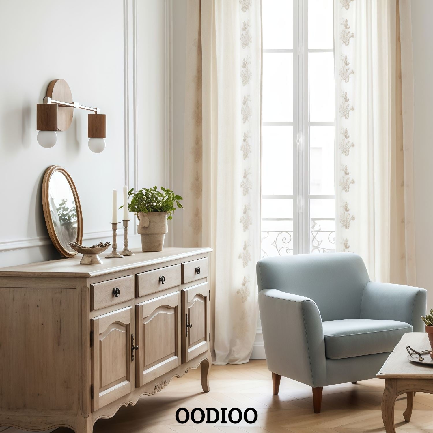 Lumen Woodgrain Frame Boho Wall Lamp – Multi Finish Vanity Lighting Solution