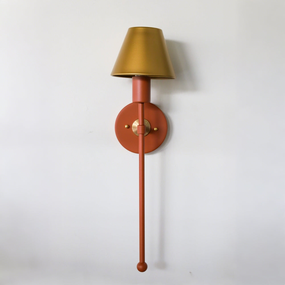 Colorful Single Light Wall Sconce - Brass Accent for Bathroom & Hallway