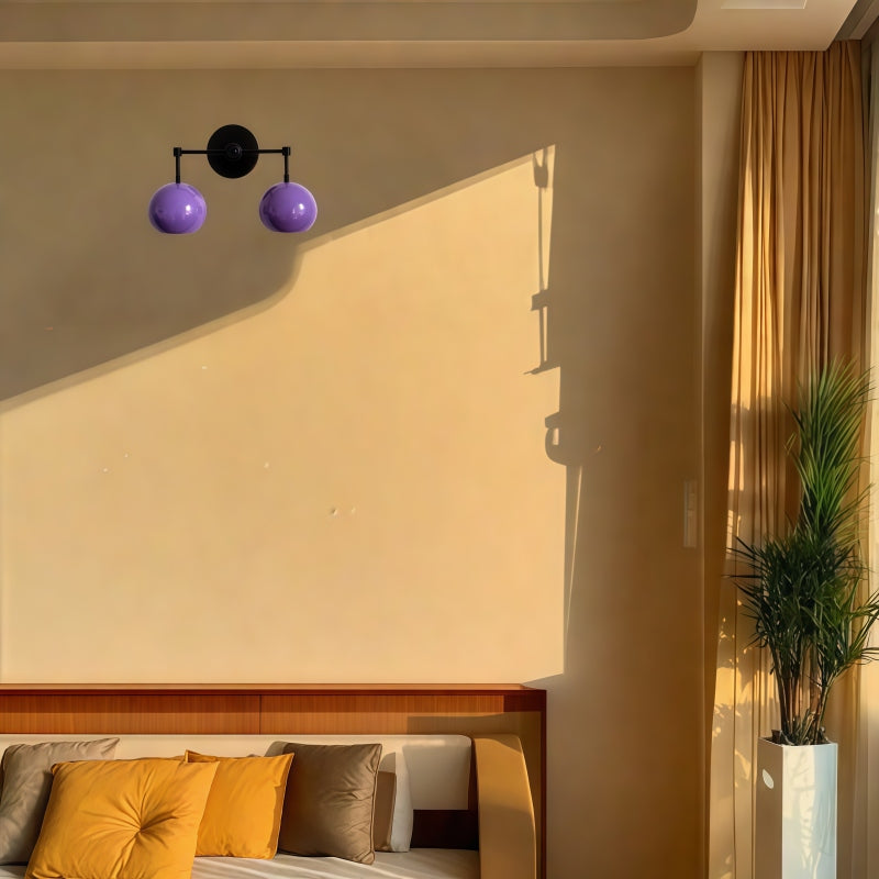 Orchid Shades Loa Sconce - Double Ball Gloss Purple Bath Wall Light