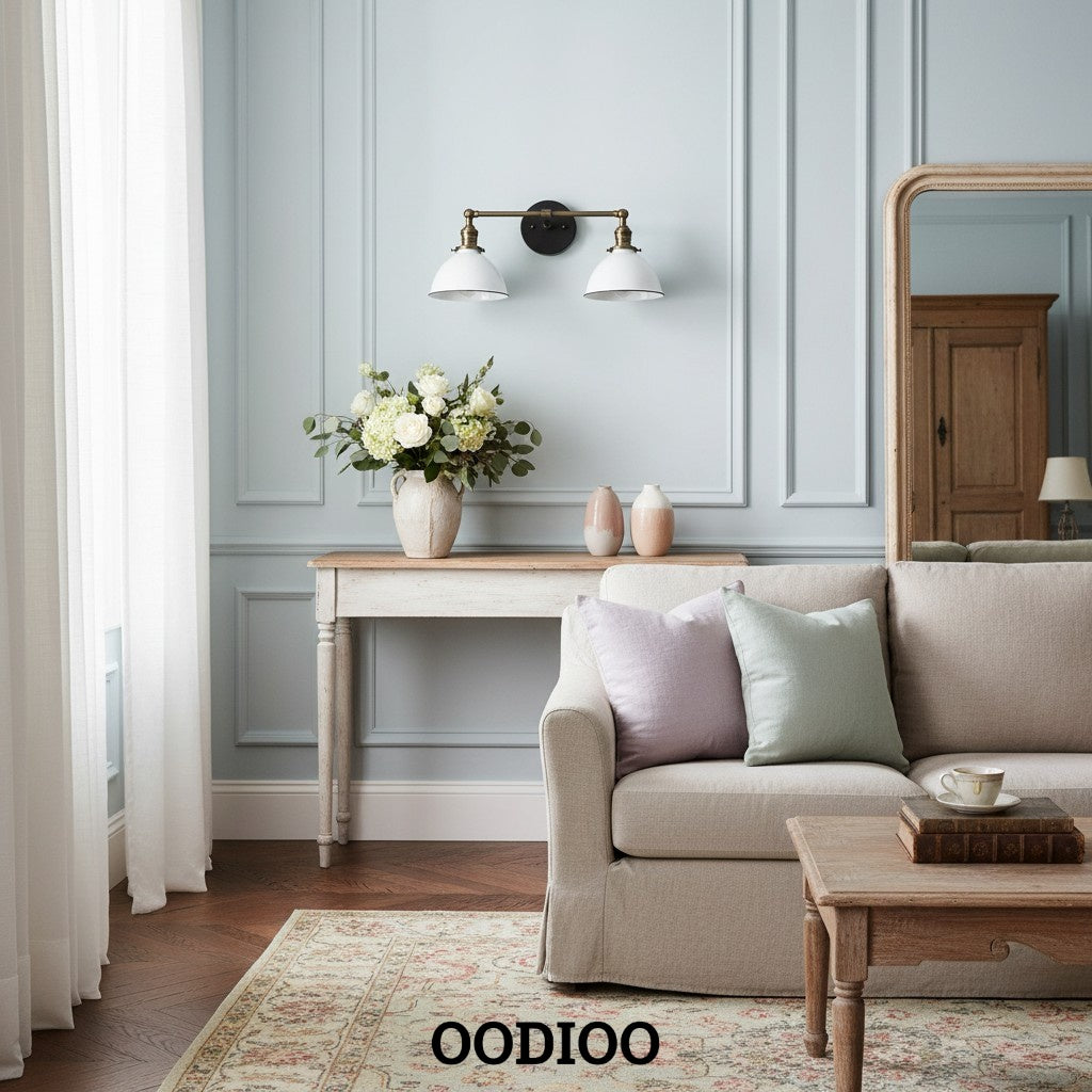 Conique Metal Dual Head Wall Fixture with Classic Shades – Industrial Vanity Lamp