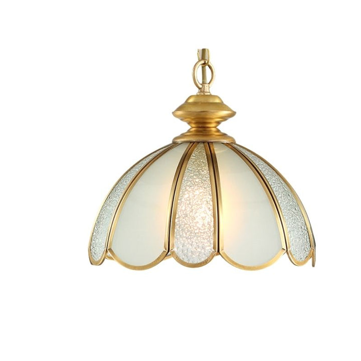 Country Frosted Glass Flower Pendant Lamp With Lobed Sophisticated Faceted For Dining Room 1