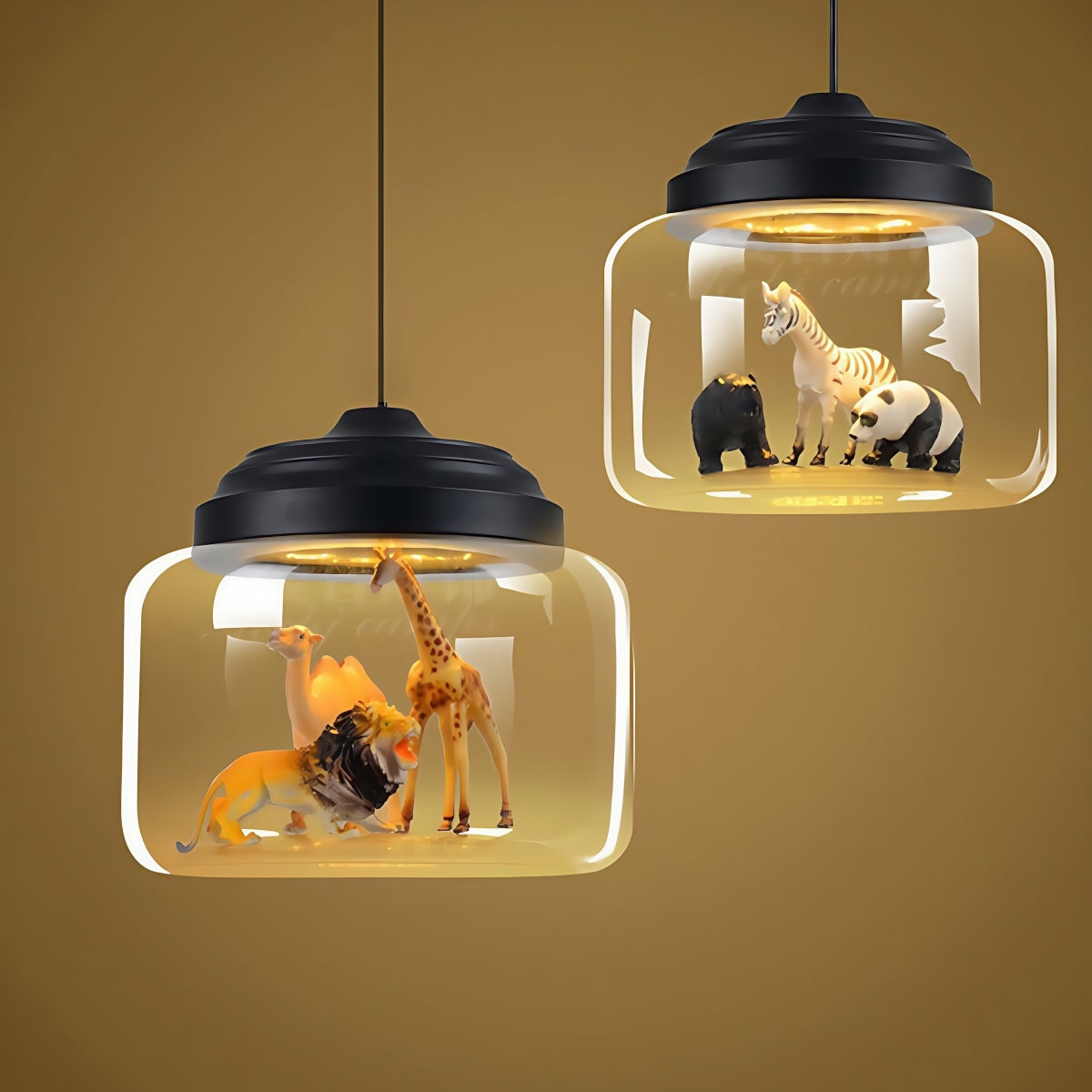 Creative Bell Jar Glass Pendant Light – Clear Zoo-Inspired Hanging Lamp
