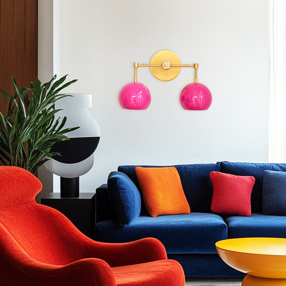 Doll Pink Wall Sconce - Double Head Globe-shaped Bath Wall Light