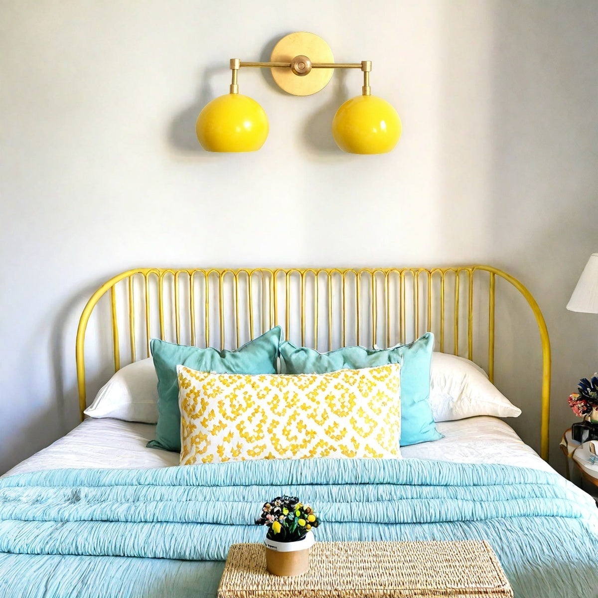 Sunshine Yellow Shades Sconce - Bubble Pop Vanity Wall Light For Bedroom