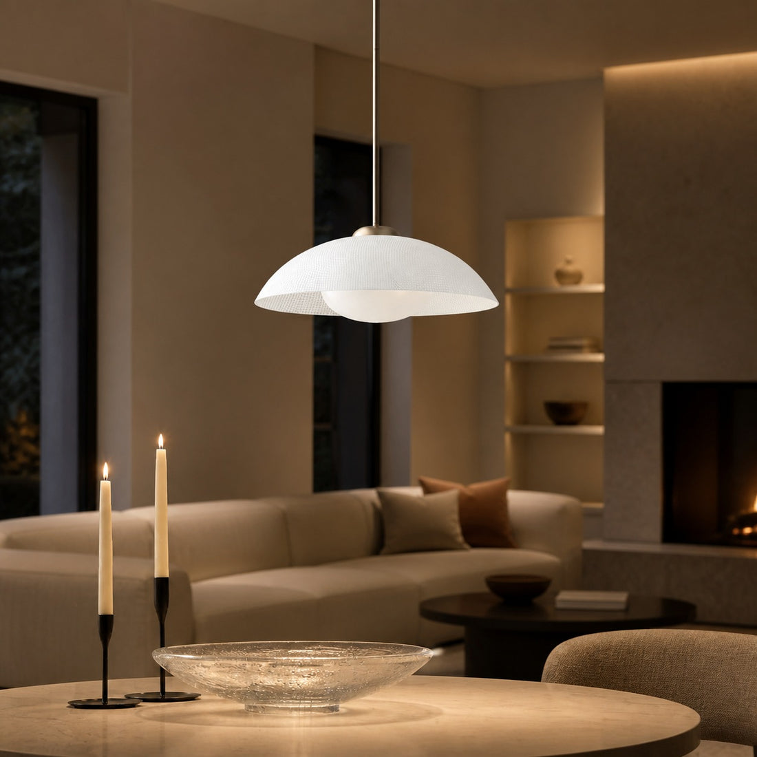 Elorina Pendant Light - Perforated Metal Shade, Champagne Bronze