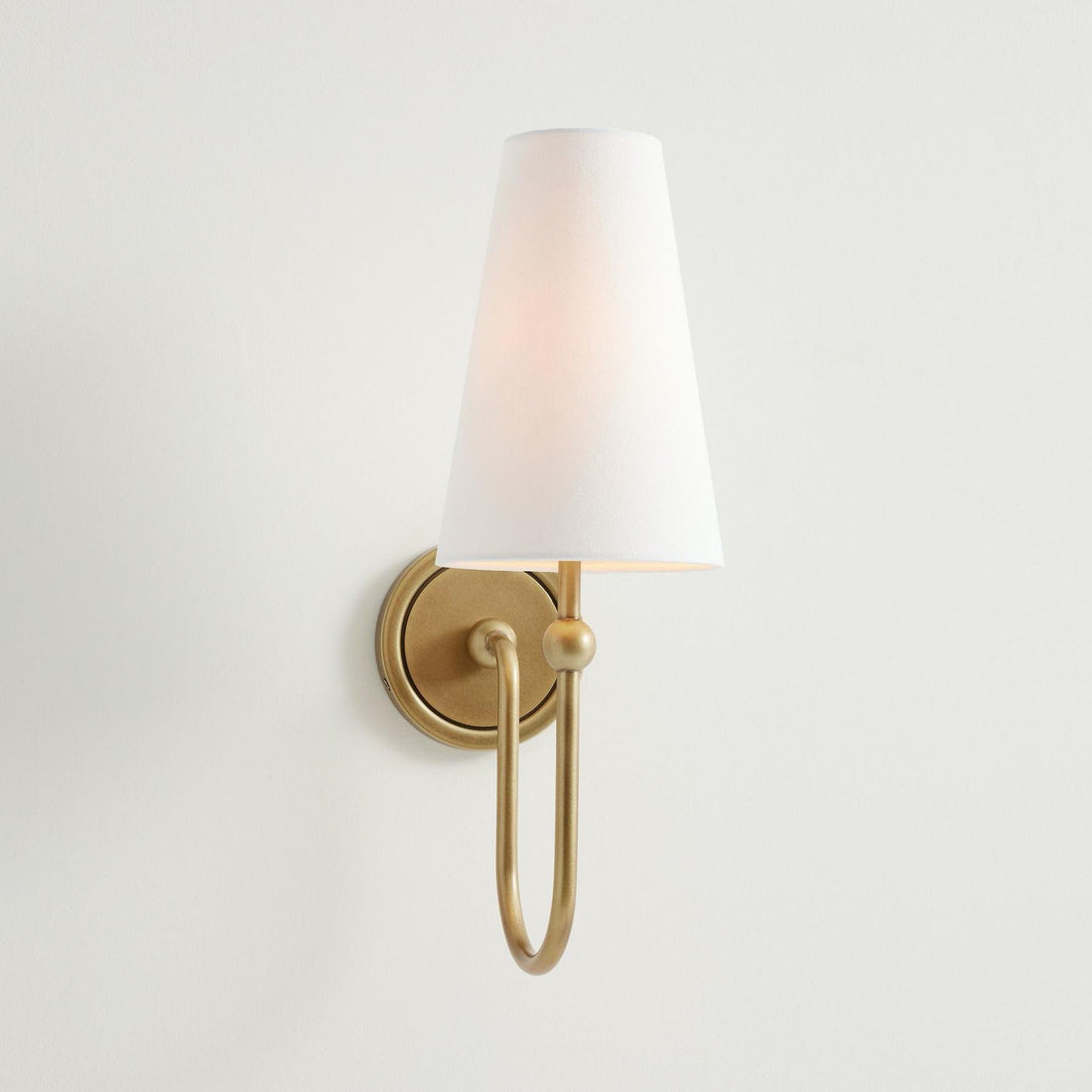 Serena Elegant Swoop Arm Sconce – Modern Fabric Shade Wall Lamp for Hallway and Bedroom