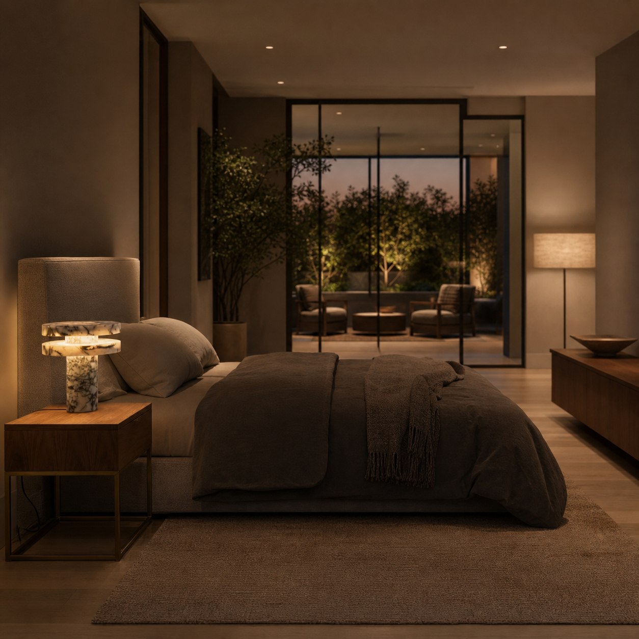 Modern Sculptural Table Lamp with Cylindrical Base Design for Bedroom Bedside and Living Room Use