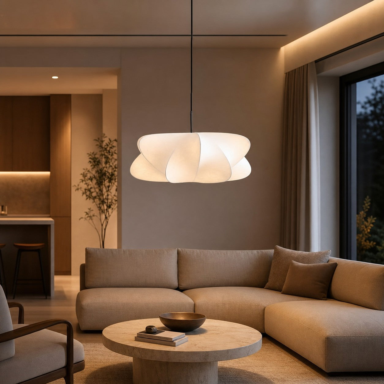 Havion Cocoon Pendant Lamp - Minimalist Polymer Shade with Adjustable Hanging