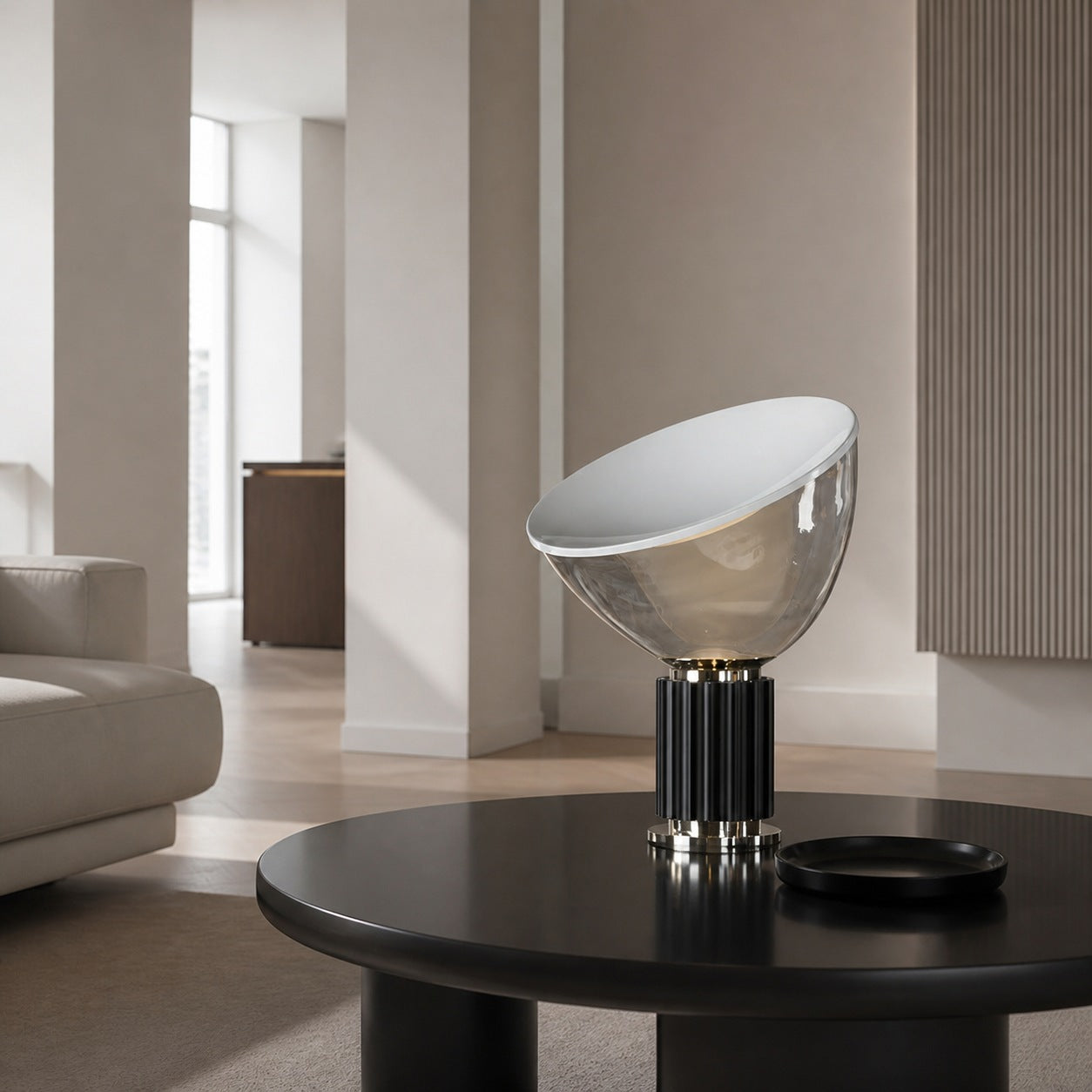 Bowlum Modern Glass Table Lamp - Iconic Bowl Shaped Ambient Light for Living Room N46