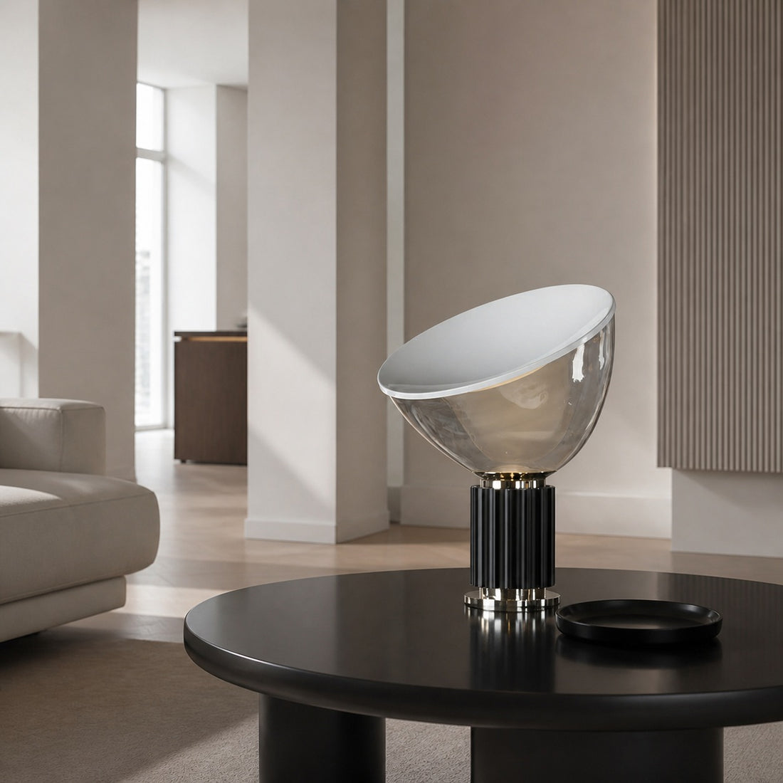 Bowlum Modern Glass Table Lamp - Iconic Bowl Shaped Ambient Light for Living Room N46
