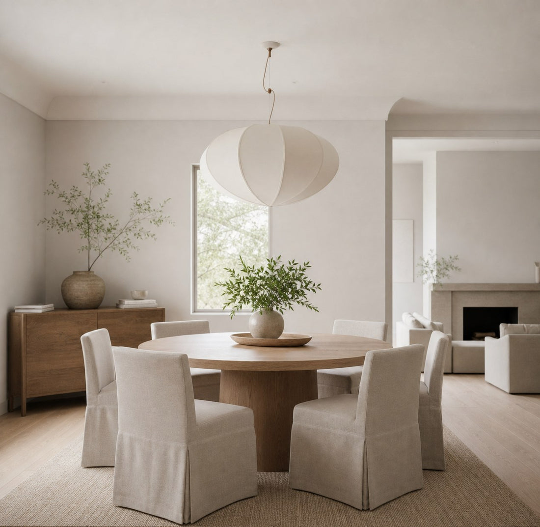 Alvian Adjustable Pendant Light with Linen Shade for Dining Room and Kitchen Island