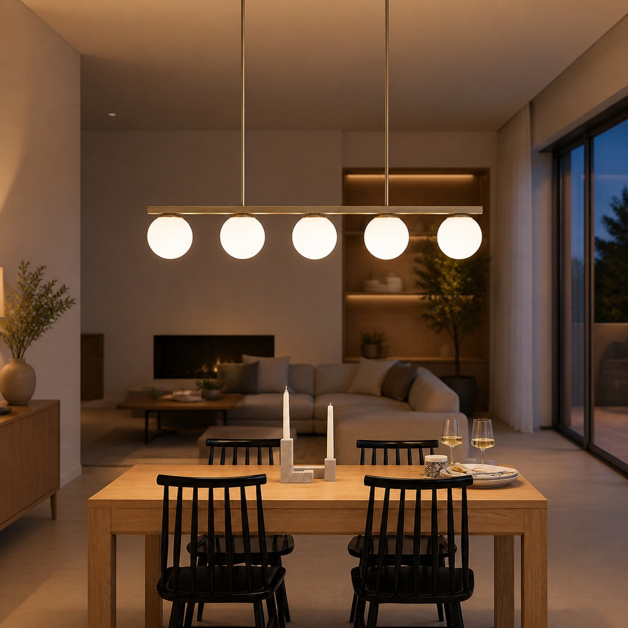 Brelia Round Light Chandelier - Modern Milk Glass Globe Ceiling Light