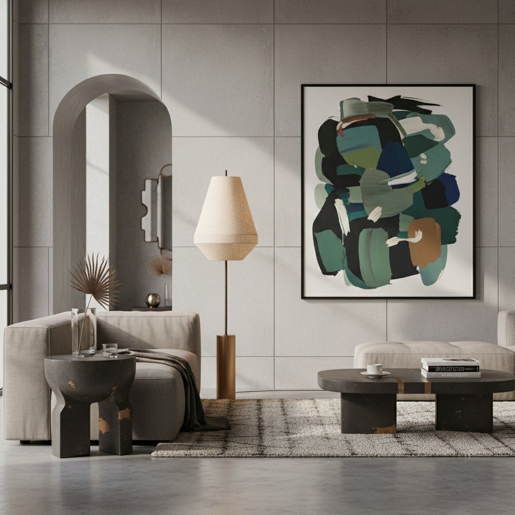Zalen Floor Lamp - Layered Linen Pendant Design Aged Brass-Metal Lamp for Living Room