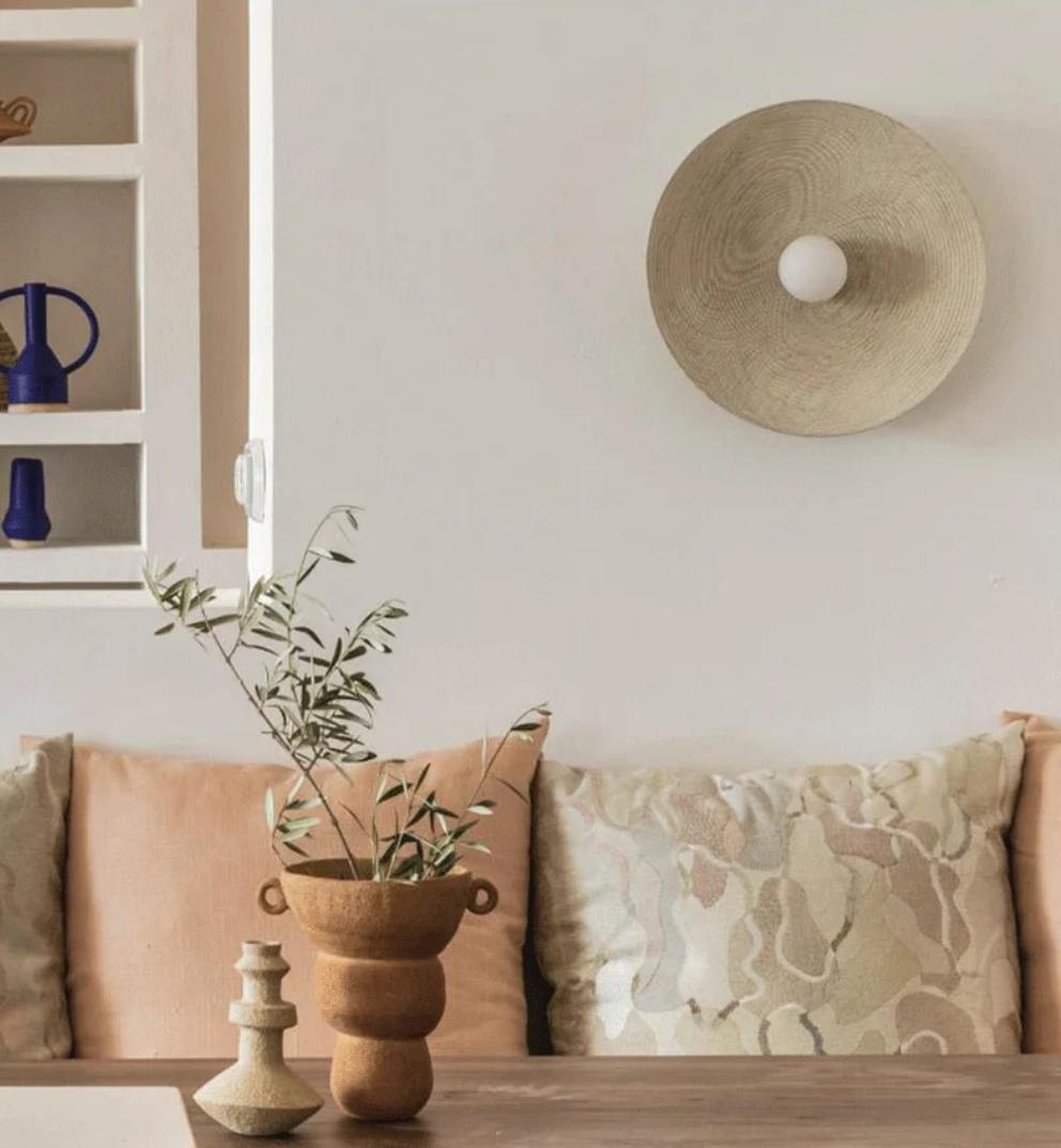 Retro Wabi Sabi Style Round Wall Light For Bedroom