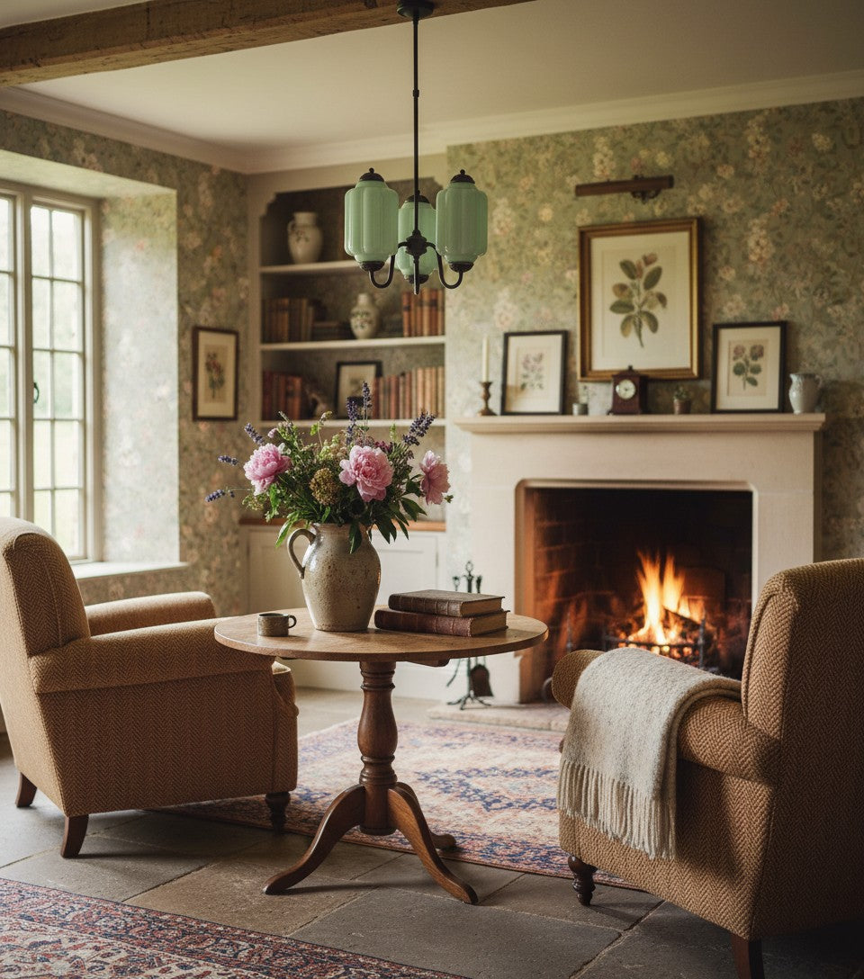 Eloise Vintage Glass Chandelier - Milk Glass Home Accent