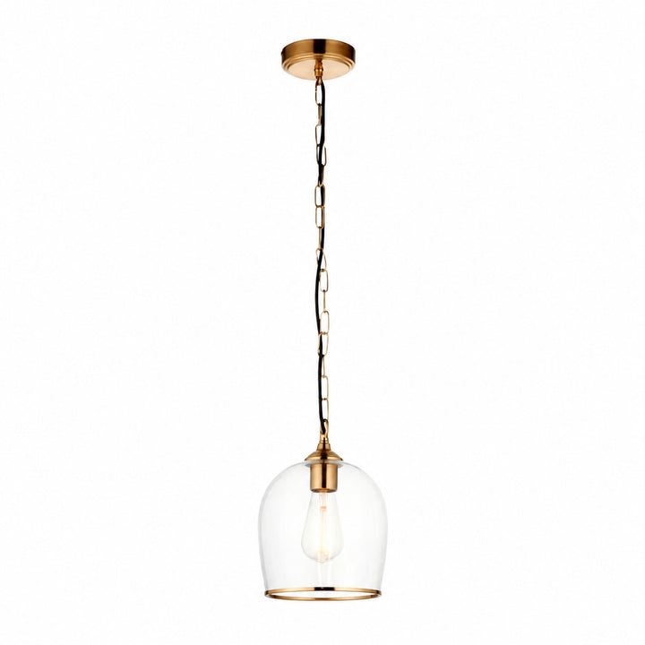 Brazara Glass Dome Pendant Light – Classic Metal Trim Design for Kitchen and Dining