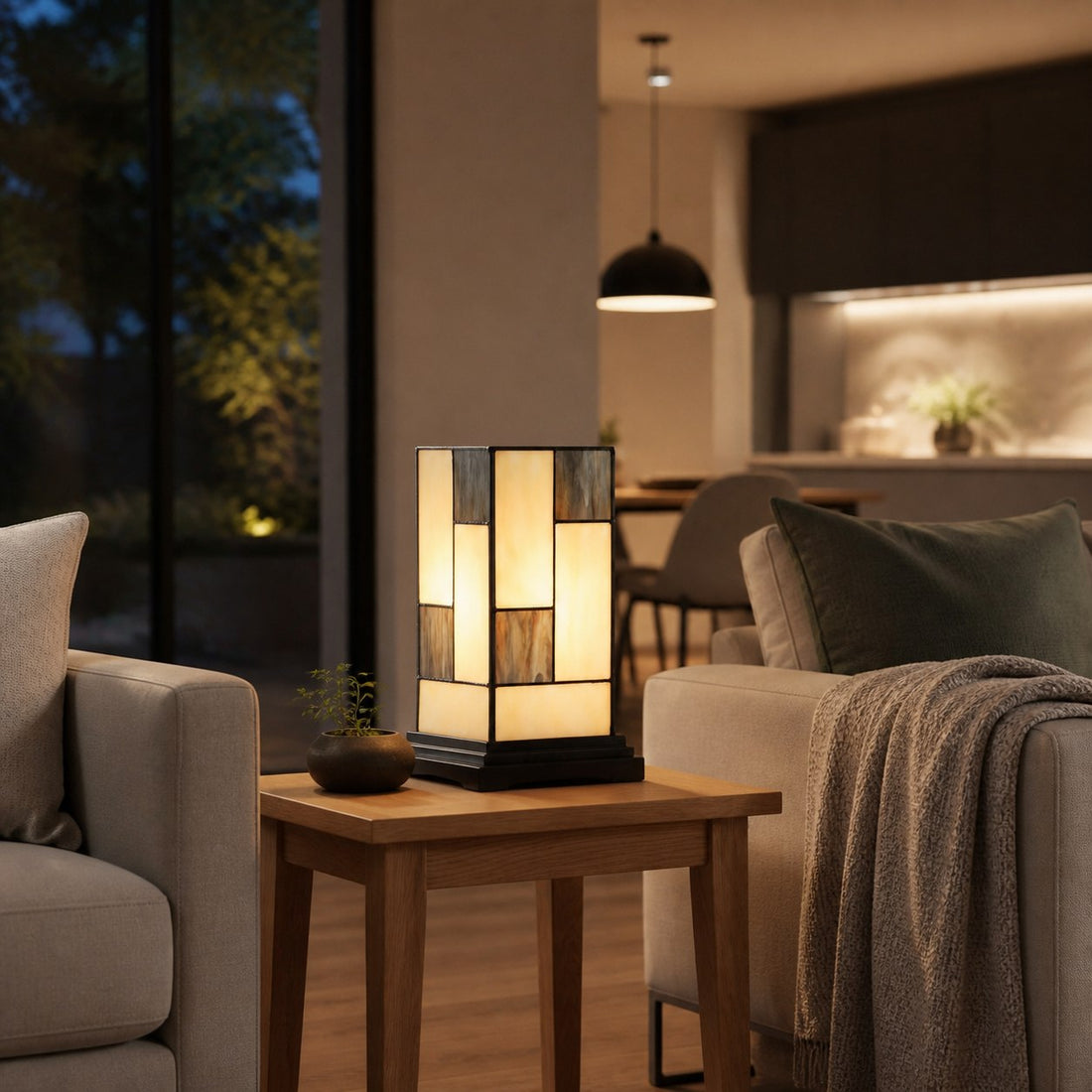 TF Manchester Square Table Lamp - Classic Glass for Living Room and Bedroom