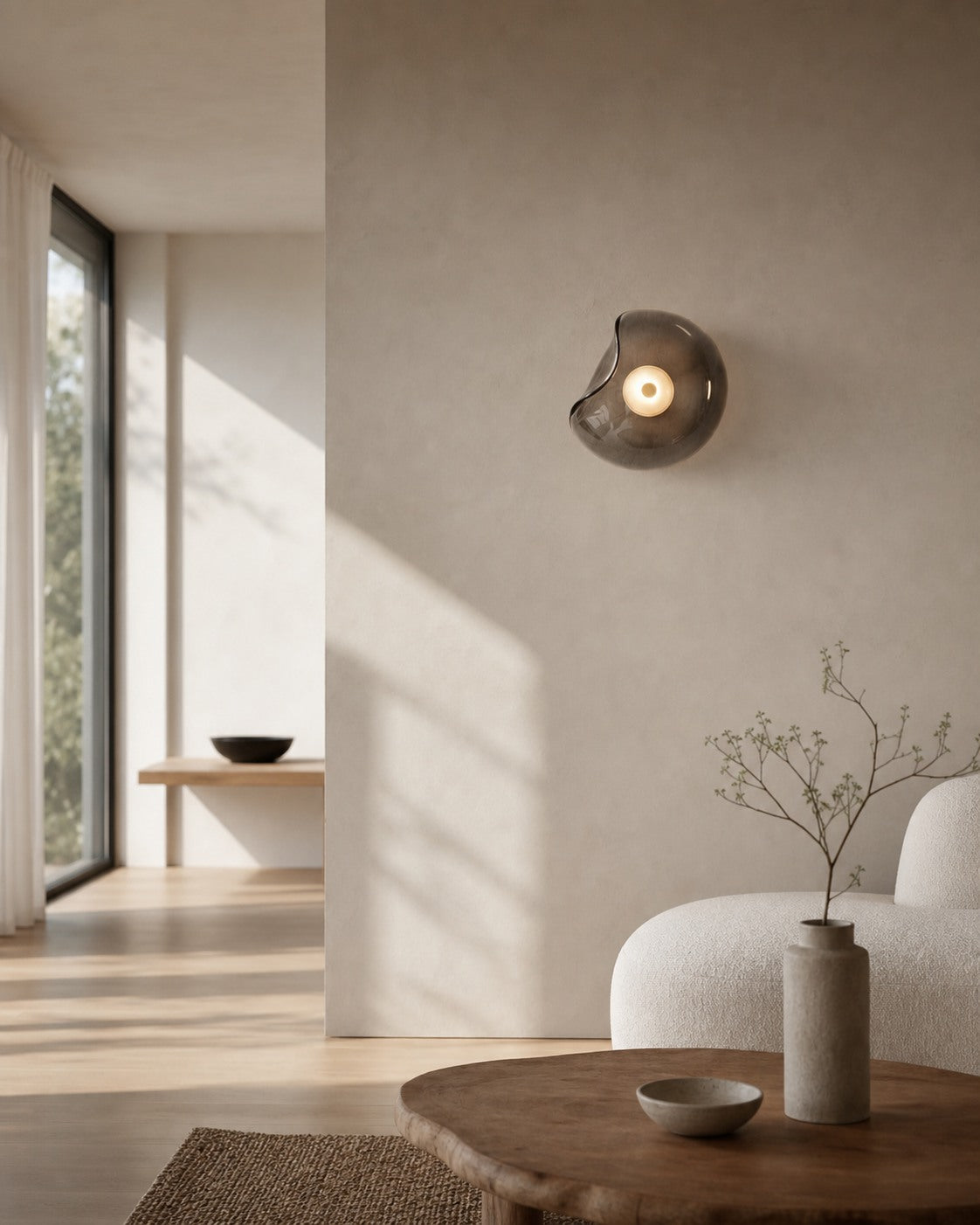 Lunacrest Curved Nebula Inspired Wall Light – Artistic Glass Lighting for Hallway