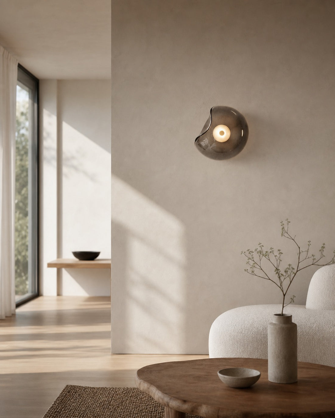 Lunacrest Curved Nebula Inspired Wall Light – Artistic Glass Lighting for Hallway