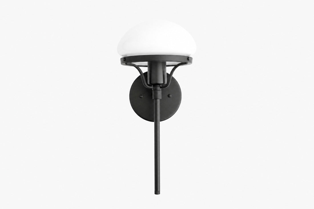 Ornato Luxe Modern Art Deco Wall Light - Opal Glass Globe Sconce - Brass or Black