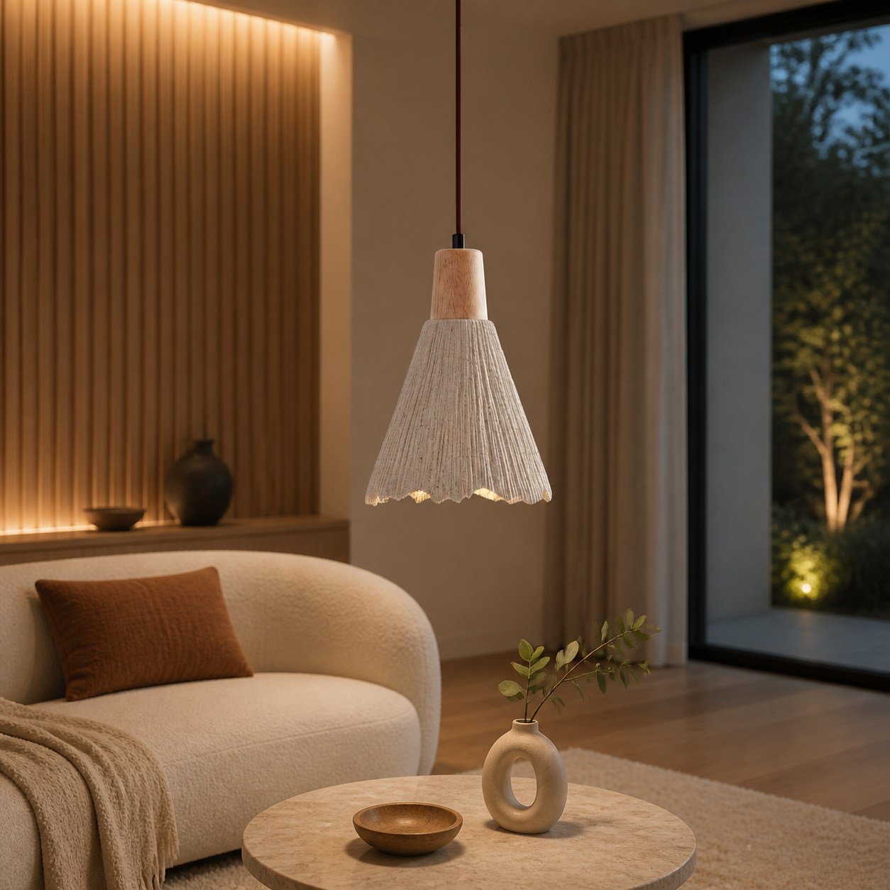 Solaraeon Pleated Pendant Lamp Modern Industrial Hanging Light for Dining and Living Spaces