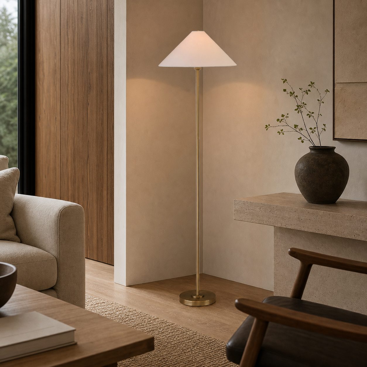 Diora Table & Floor Lamps - Linen Shade Modern Linear Style Sophisticated Accent