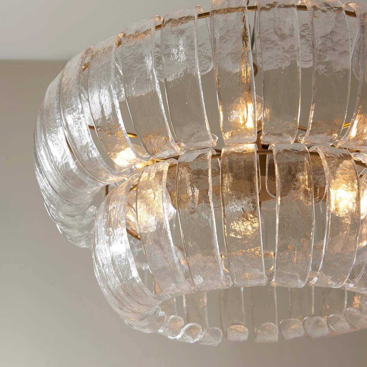 Solara 6-Light Tiered Pendant – Cascading Curved Glass and Metal-Frame for Dining & Entry