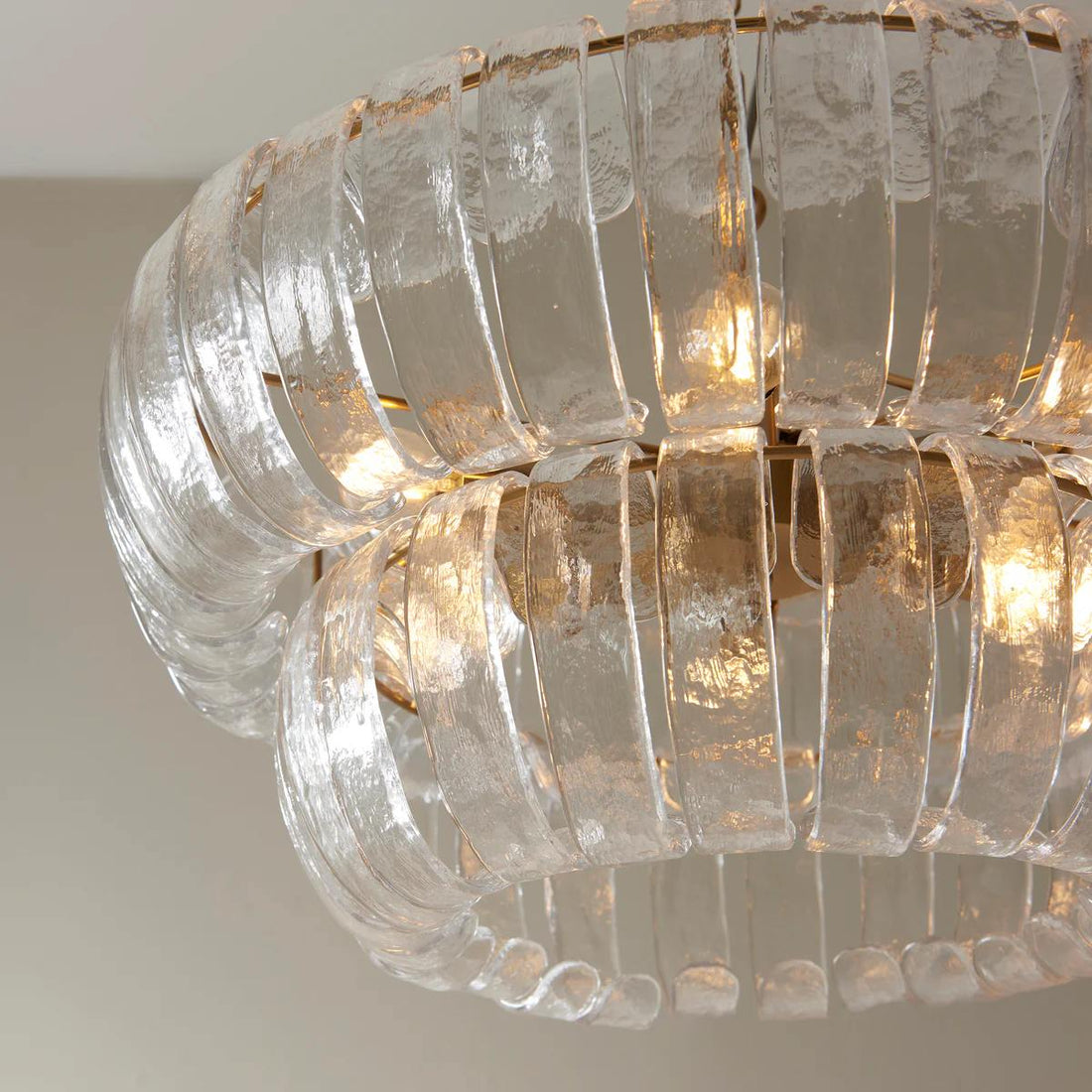 Solara 6-Light Tiered Pendant – Cascading Curved Glass and Metal-Frame for Dining & Entry