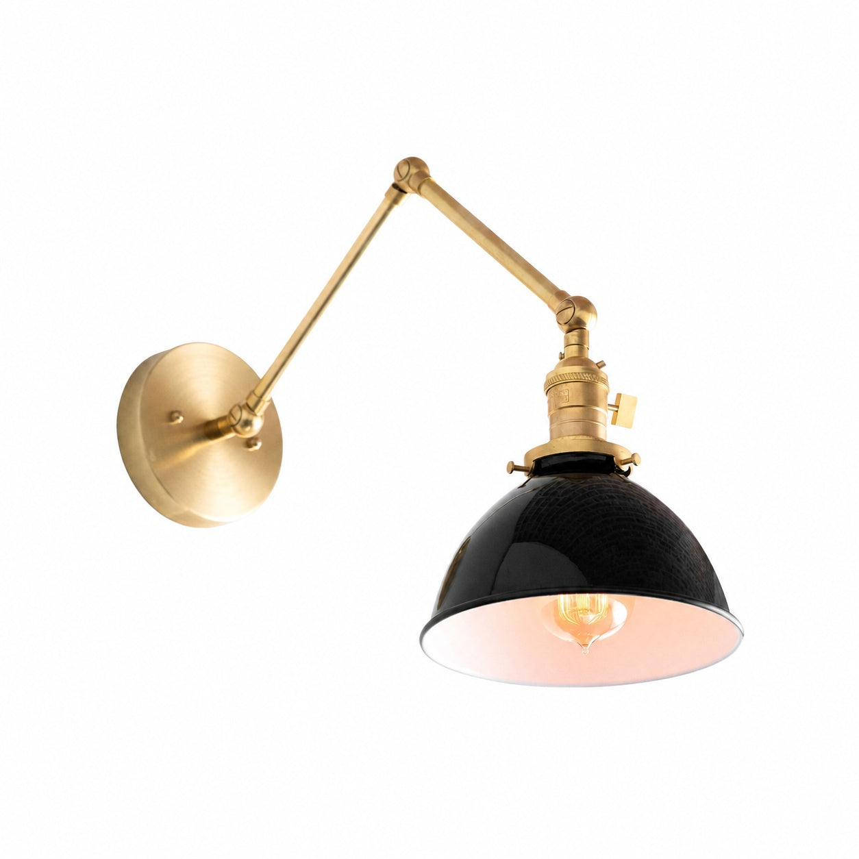 Conique Metal Vintage Industrial Swing Arm Wall Lamp - Adjustable Dome Shade for Study
