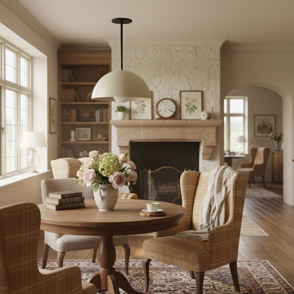 Metio Dome Neutral Dome Pendant - Modern Metal Accent Lighting