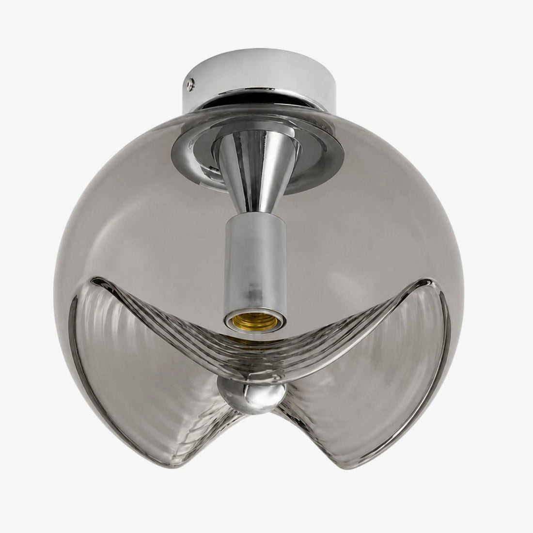 Chrome and Smoke Gray Luma sculpted glass ceiling light