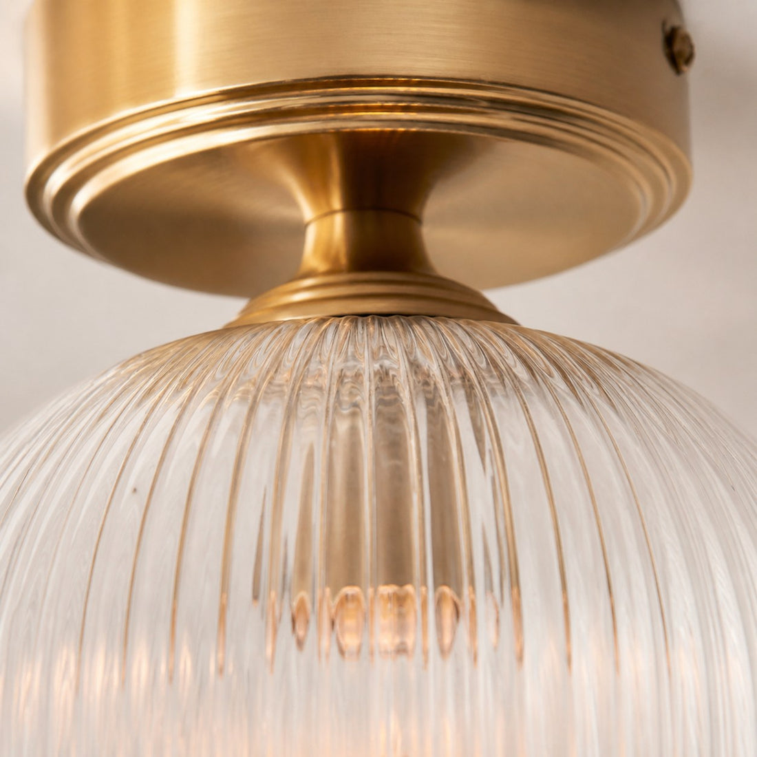 Brazara Dome Ceiling Light - Industrial Ribbed and Clear Glass for Living Room