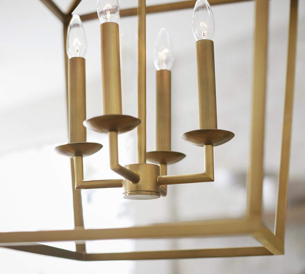Rowan Bronze and Brass Lantern Pendant Light - Steel Hanging Ceiling Fixture