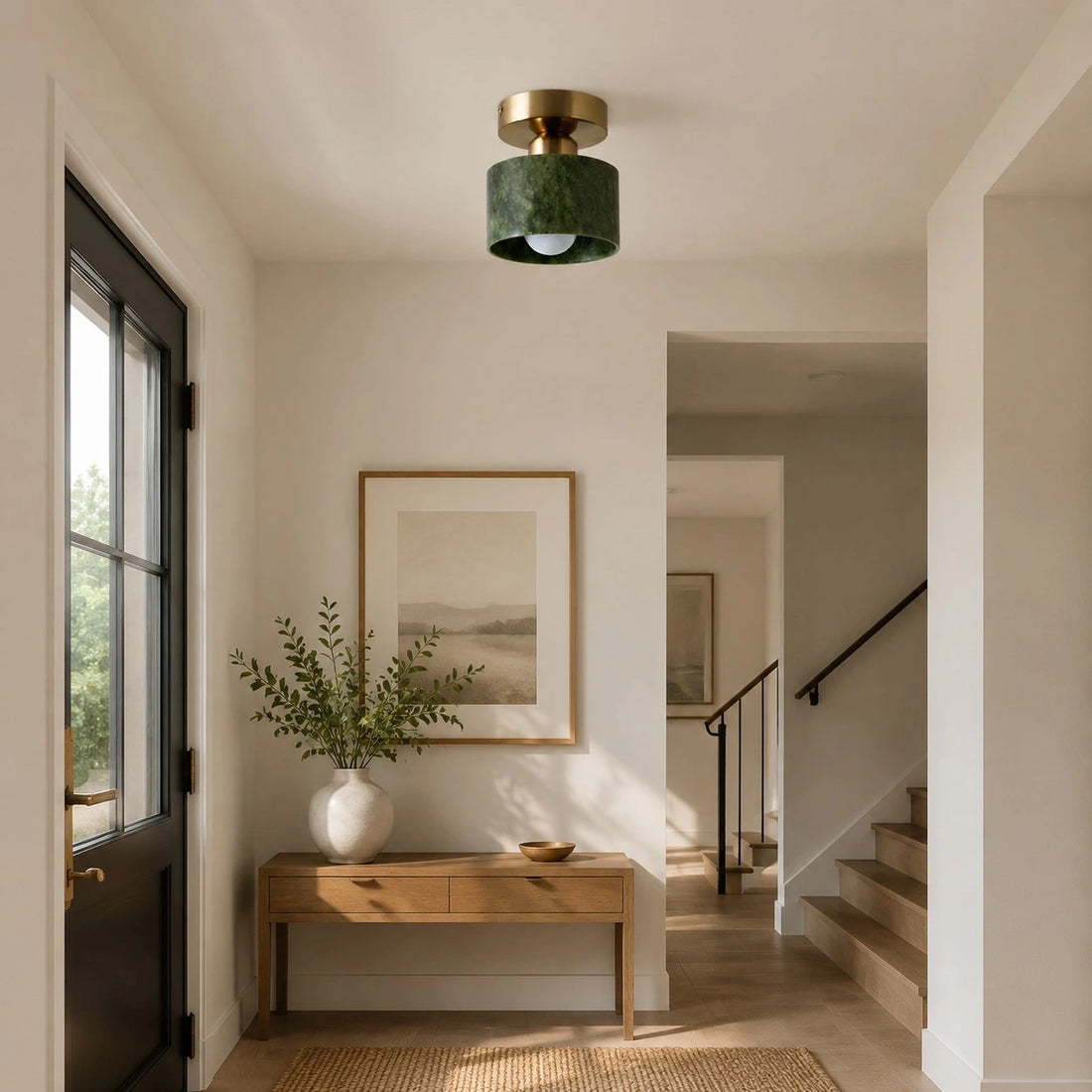 Green jade brass ceiling light detail 04