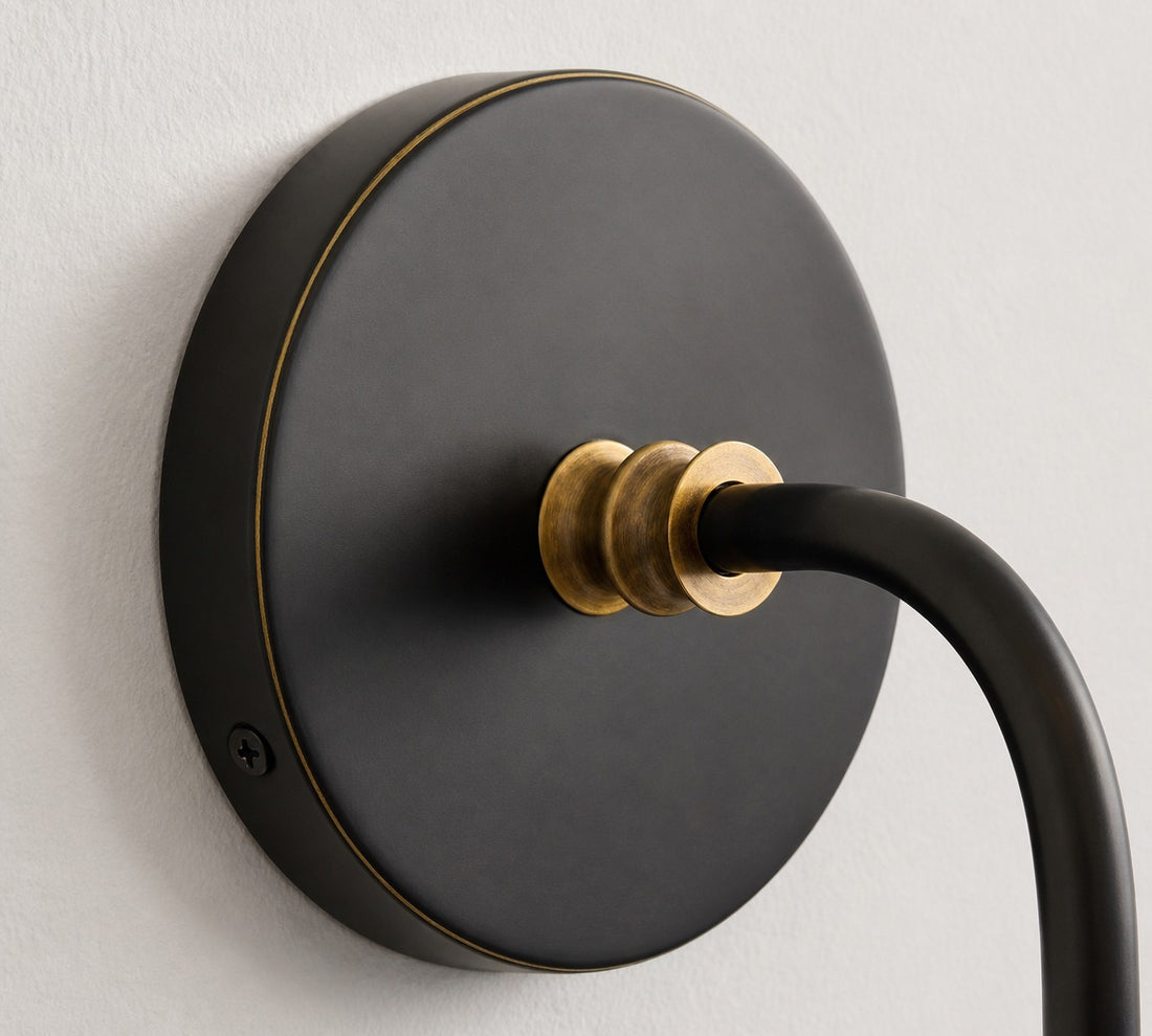 Calin Classic Sconce - Iron Wall Light with White Linen Shade