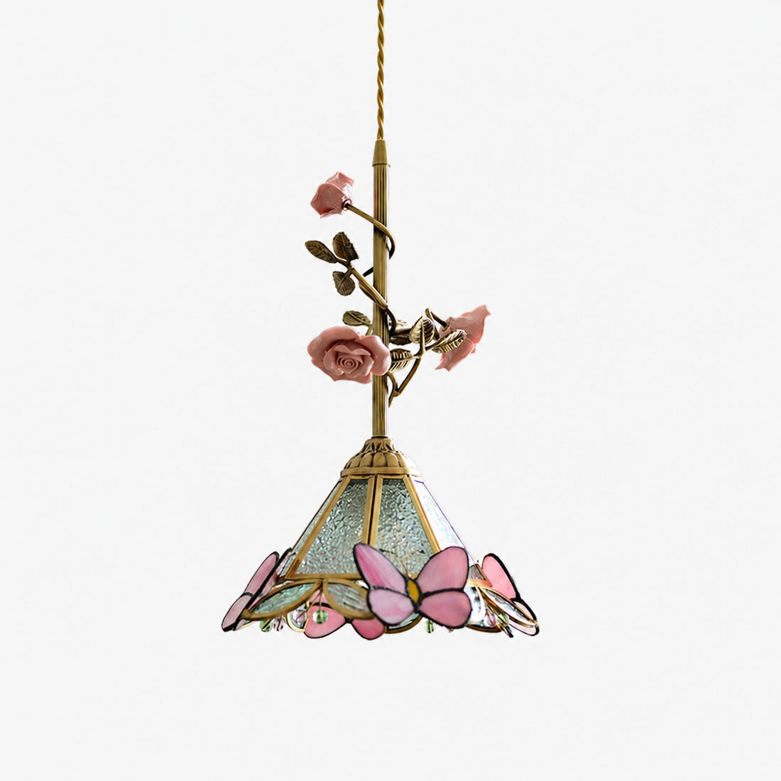 Lalique Rose Glass Pendant Lamp