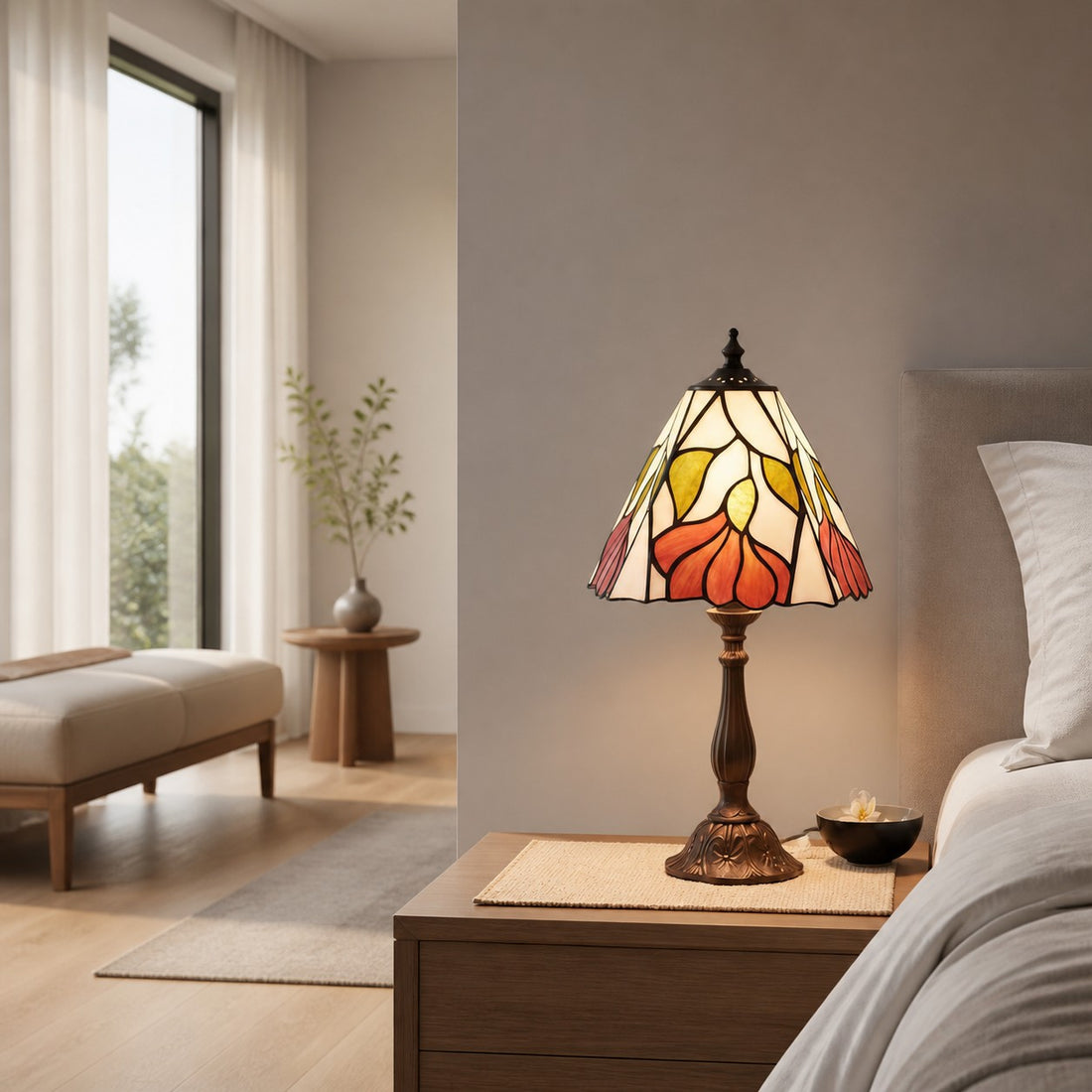 TF Botanica Decorative Table Lamp – Colourful Floral Glass Lamp for Cozy Interiors